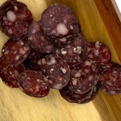 Elk and Pork Salami with Pink Bay Rose (Fresh saucisson)