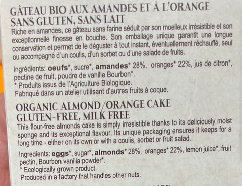 Biscuiterie de Provence GF Organic Almond Cake w/ Orange
