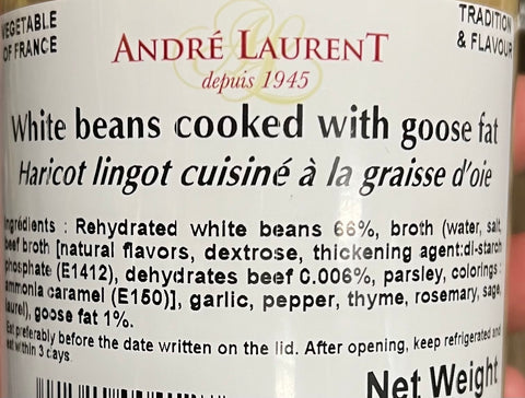 Andre Laurent White Beans Cooked in Goose Fat in Glass Jar