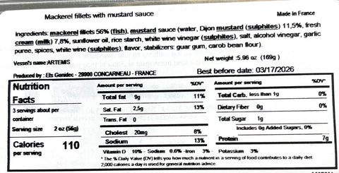 Mouettes d'Arvor Mackerel Fillets w/ Creamy Mustard Sauce