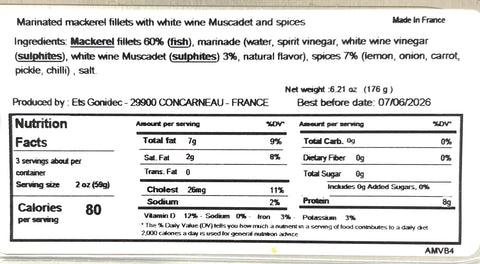 Mouettes d'Arvor Mackerel Fillets in Muscadet Wine
