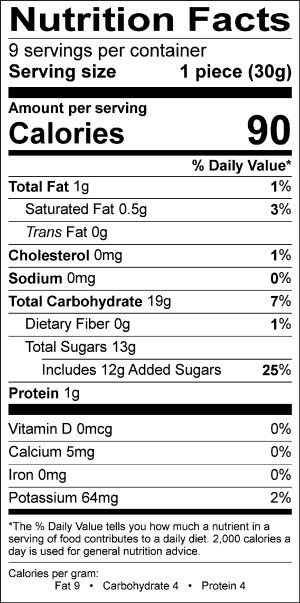 Image of the Nutrition Facts for the Cannelés from Bordeaux.