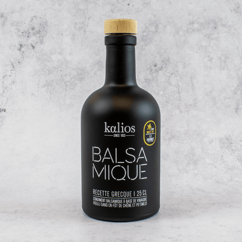 Balsamic Vinegar - 5 Years Aged from Kalios, in its bottle, front view. 