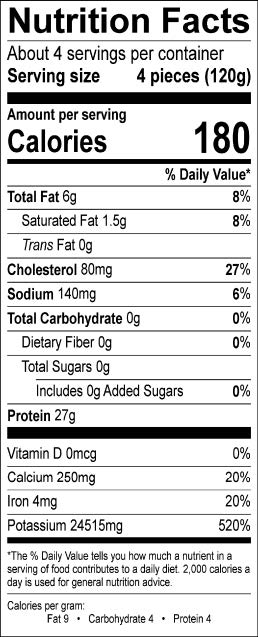 Image of the Nutrition Facts for the Mediterranean Whole Anchovies (Boquerones).