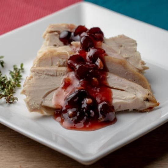 Slow- cooked Turkey with berry compote