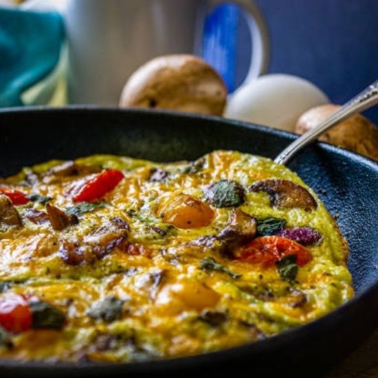 Two-Tomato, Basil, Goat Cheese Frittata