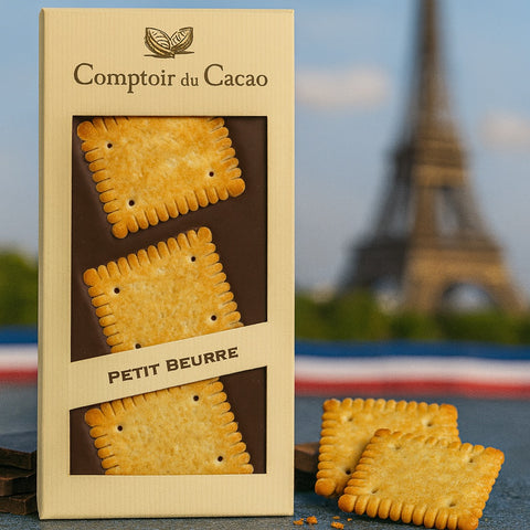 Comptoir du Cacao - Dark chocolate bar w/ petit beurre cookie