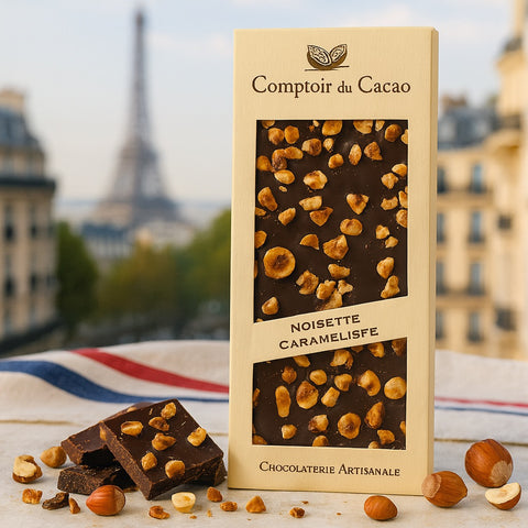 Comptoir du Cacao Dark chocolate bar w/ hazelnuts