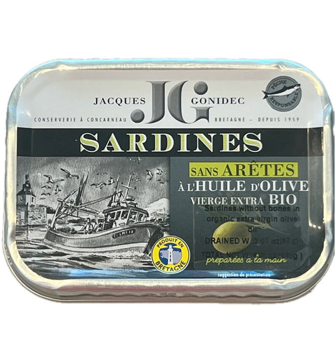 Sardines without bones in Organic extra virgin oil