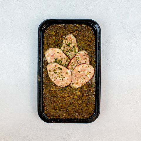 Morteau Sausage with Green Lentils