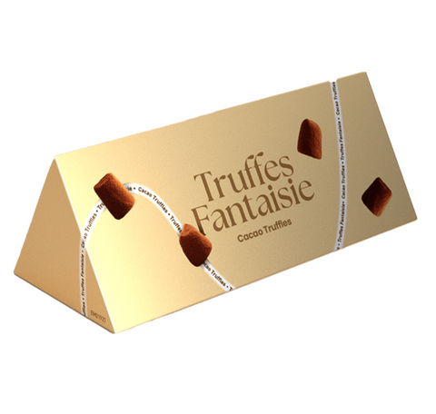 Mathez Cocoa-powdered truffles, plain, triangular gold box