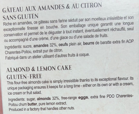 Biscuiterie de Provence GF Almond Cake w/ Lemon?