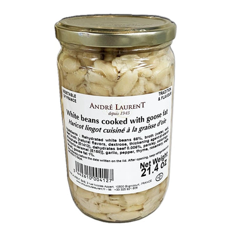 Andre Laurent White Beans Cooked in Goose Fat in Glass Jar