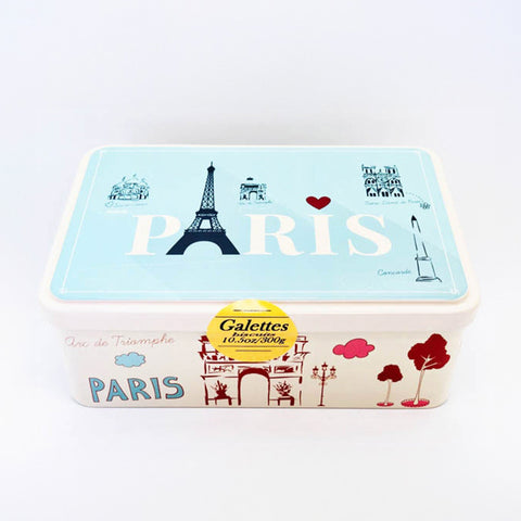 Maison Peltier Galettes Paris blue w/ heart tin