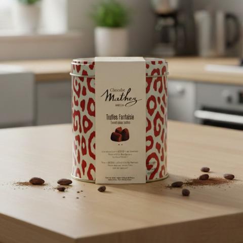 Mathez Cocoa-powdered truffles deco waka tin