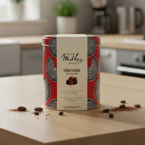 Mathez Cocoa-powdered truffles deco wax tin