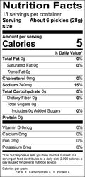 Image of the Nutrition Facts for the Clovis French Cornichons. 
