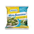 Plastic bag containing Cauliflower and Broccoli Veggie Mix, seen from the front. 