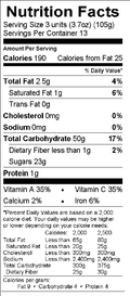 Image of the Nutrition Facts for the Crispy Pre-Fried Tostones.