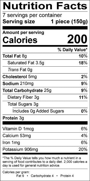 Image of the Nutrition Facts for the Hasselback Potatoes.