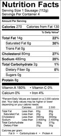 Image of the Nutrition Facts for the White Pudding Sausage (Boudin Blanc).