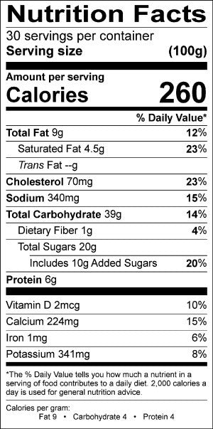 Image of the Nutrition Facts for the Strawberry-Filled Pancake.
