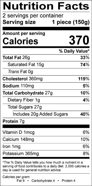 Image of the Nutrition Facts for the French Vanilla Cr??me Br??l??e.