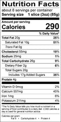 Image of the Nutrition Facts for the Opera Strip Cake.