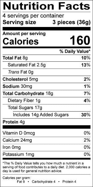 Image of the Nutrition Facts for the 12 Classic French Macarons.