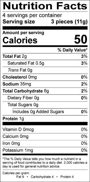 Image of the Nutrition Facts for the Organic Fillo Shells.