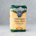 Plastic bag containing Polenta Tradition of the brand Alpina Savoie, seen from the front. 