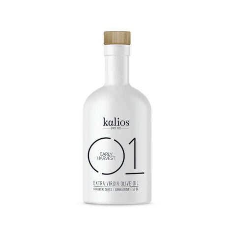 Bottle of Extra Virgin Olive Oil 01 from Kalios, front view. 