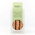 7 Cereals Breadsticks of the Kalios brand, stored in their cardboard boxes, front view. 
