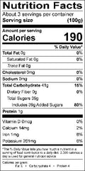 Image of the Nutrition Facts for the Balsamic Glaze.