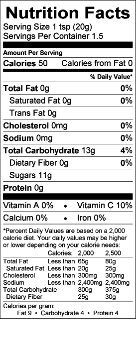 Image of the Nutrition Facts for the Strawberry Preserves from Bonne Maman.