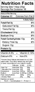 Image of the Nutrition Facts for the Strawberry Packets from Bonne Maman.
