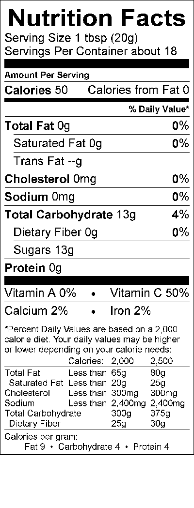 Image of the Nutrition Facts for the Strawberry Bonne Maman 13oz.