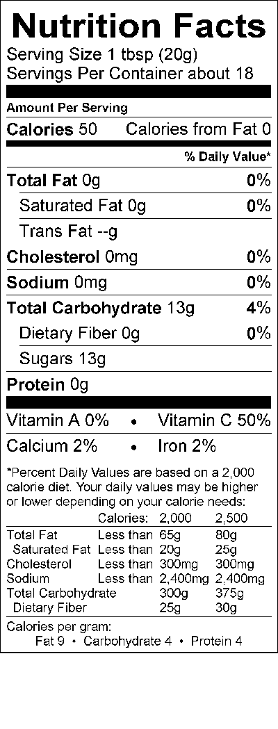 Image of the Nutrition Facts for the Apricot Bonne Maman 13oz.