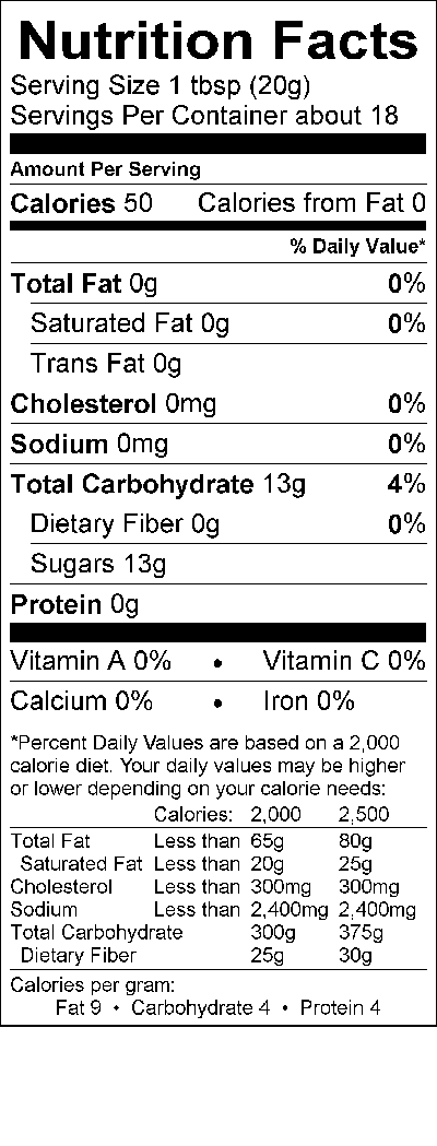 Image of the Nutrition Facts for the Peach Bonne Maman.