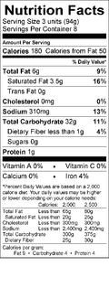 Image of the Nutrition Facts for the Yuca Steak-Cut.