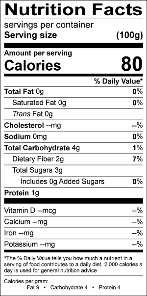 Image of the Nutrition Facts for the Mixed Grilled Vegetables.