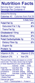 Image of the Nutrition Facts for the Mediterranean-Style Fillo Quiches.