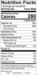 Image of the Nutrition Facts for the Brie & Pear Fillo Rolls.