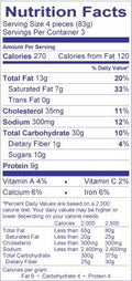 Image of the Nutrition Facts for the Raspberry & Brie Fillo Puffs.