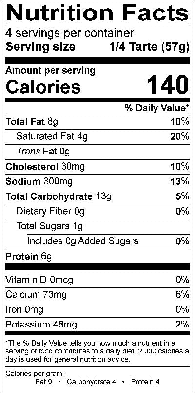 Image of the Nutrition Facts for the Flammekueche - Tarte Flamb??e.