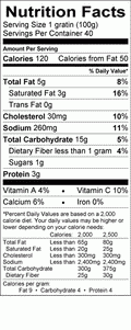 Image of the Nutrition Facts for the Frozen Potatoes au Gratin.