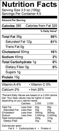 Image of the Nutrition Facts for the Moulard Magret Duck Breast.