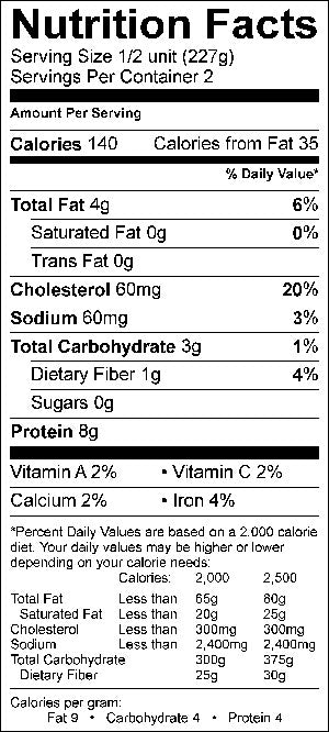 Image of the Nutrition Facts for the Coq au Vin.