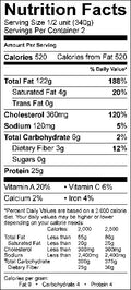 Image of the Nutrition Facts for the Cassoulet.