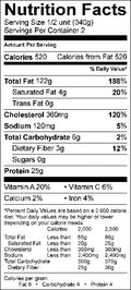 Image of the Nutrition Facts for the Cassoulet.